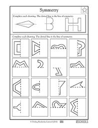 Draw the line of symmetry: Lines Of Symmetry 2 3rd Grade 4th Grade Math Worksheet Greatschools