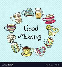 good morning card with doodle tea cups