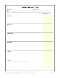 weekly lesson plan template with