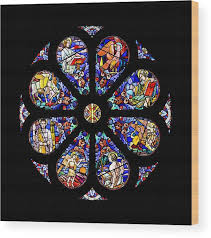In january of 1999, it was moved to the wall facing the front parking lot. Round Stained Glass Window Wood Print By Charles Lupica