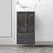 Black Tempered Glass Doors Cabinet