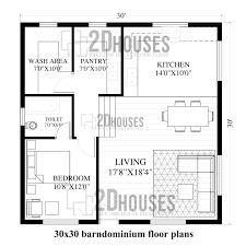 30x30 Barndominium Floor Plans 2d
