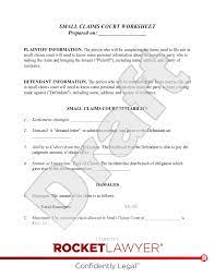 free small claims worksheet rocket lawyer