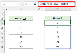 exponential growth formula in excel