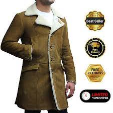 Mens Real Shearling Sheepskin Leather