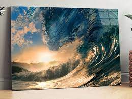 Tempered Glass Wall Art Decor Sea Wave