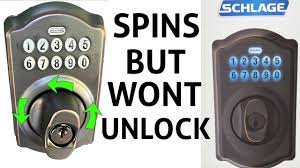 schlage keypad lock fix spins but