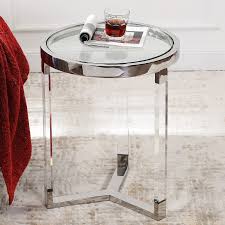 Table Glass End Table Stainless Steel