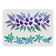 Blueberry Vine Border Wall Stencil