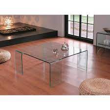 glass large square coffee table on 4