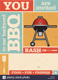 Retro Grunge Backyard Barbecue Invitation Template Easy To Edit
