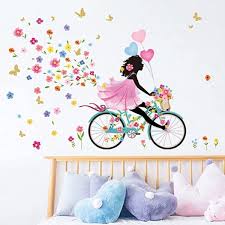Decalmile Flower Fairy Wall Stickers