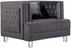 We only accept orders from and ship to the usa, us territories, or apo and fpo addresses. Maxim Modern Button Tufted Grey Velvet Chair With Silver Nailhead Trim