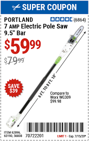 Harbor freight coupon tips & tricks. Portland 9 5 In 7 Amp Electric Pole Saw For 59 99 Harbor Freight Coupons