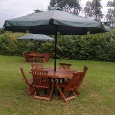 6 Seaters Garden Umbrella Set Mahogany