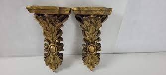 Vintage Pair Wall Shelf Wall Sconce
