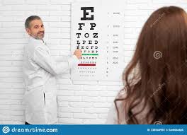 Eye Doctor Examining Eyesight Of Patient With Eye Chart