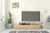 Tonik 72-inch TV Stand in Natural Maple and White Nexera