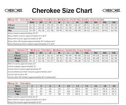 Cherokee Scrubs Size Chart Www Bedowntowndaytona Com