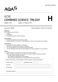 Gcse Trilogy Specimen Question Paper