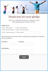 pledge signup form template formsite