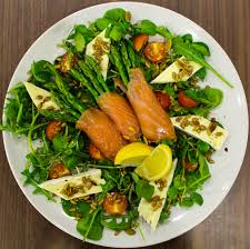 Chop salmon into cubes and add to mixture. Asparagus And Smoked Salmon Salad A Magpie S Tale