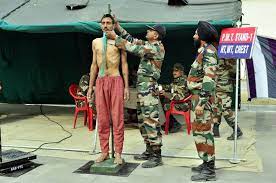 weight chart for indian army officers