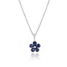 2,363 results for flower necklaces. 18ct White Gold Blue Sapphire Flower Necklace Womens From Avanti Of Ashbourne Ltd Uk