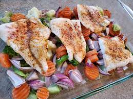 baked fish with frozen vegetables