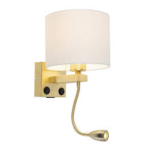 Golden Usb Wall Lamp With White Shade