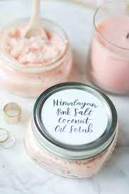 diy himan pink salt coconut oil scrub