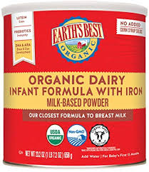 Earths Best Organic Dairy Infant Powder Formula With Iron Omega 3 Dha And Omega 6 Ara 23 2 Oz