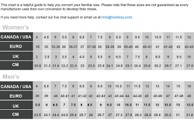 Cole Haan Size Chart World Of Reference