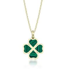 14k yellow gold malachite four leaf