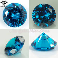 Faceted Cubic Zirconia Loose Stone Round Blue Topaz