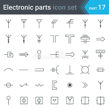 These electrical circuits are demonstrated by lines to represent wires and symbols to represent electrical & electronic constituents, as it aids in better apprehending the connection between distinct components. Electric And Electronic Circuit Diagram Symbols Set Of Antennas Aerials Waveguides Tv And Radio Distribution Stock Vector Illustration Of Coaxial Icon 107105688