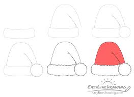 In the beginning stages, don't press down too hard. How To Draw A Santa Hat Step By Step Easylinedrawing