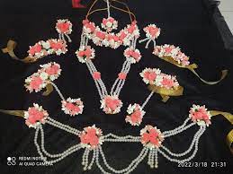 peach baby shower flowers jewellery set