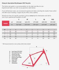 Mountain Bike Frame Size Chart Specialized Foxytoon Co