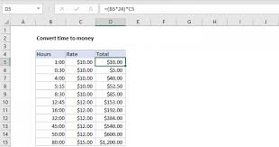 convert time to money excel formula