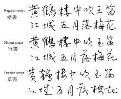 chinese writing styles regular fluent