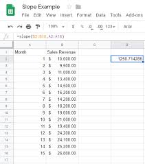 how to find slope in google sheets