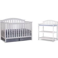 Home Square Baby Crib And Changing Table 2 Piece Set In White
