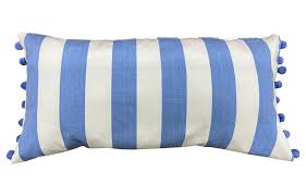 Sky Blue And White Striped Oblong