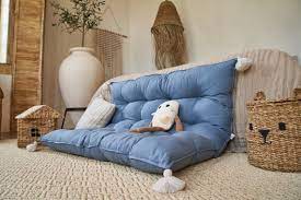 Linen Floor Cushion With Tassels Bench