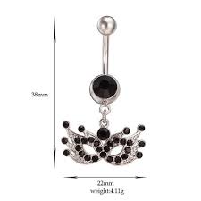 pandawhole piercing jewelry real platinum plated br rhinestone mask navel ring belly rings 38x22mm brsize size about 22mm wide