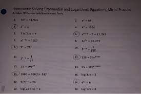 homework solving exponential and