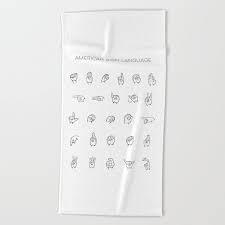 American Sign Language Chart Beach Towel By Typologiepaperco