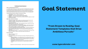 printable goal statement templates pdf