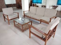 bamboo wood 5 seater sofa set with